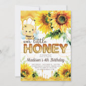 ハニービー誕生日ひまわりキュート 招待状 (正面)