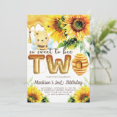 ハニービー誕生日ひまわり可愛い2歳の誕生日 招待状 (スタンド正面)