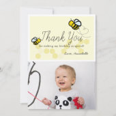 ハニービー誕生日イエローフローラサンキューカード 招待状 (正面)