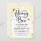 ハニービー誕生日パーティービー1st誕生日 招待状 (正面)