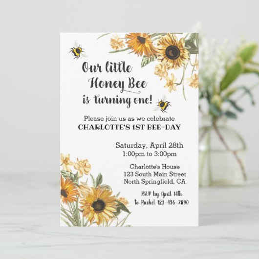 ハニービー誕生日招待状 招待状 (スタンド正面)