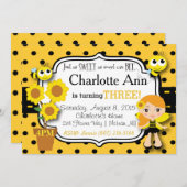 ハニービー誕生日招待状 招待状 (正面/裏面)