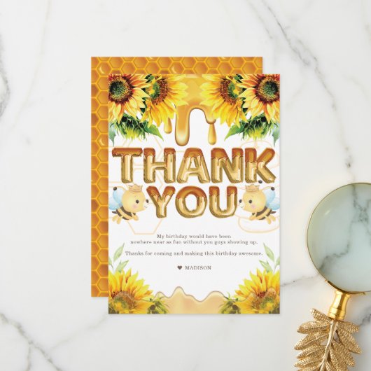 ハニービー誕生日Iベビーシャワー サンキューカード (正面/裏面インサイチュ)