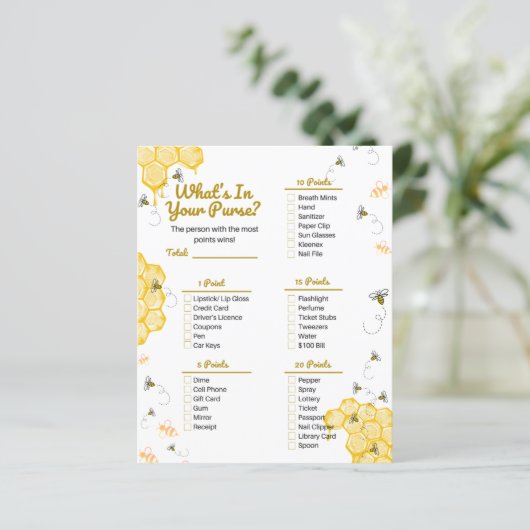 ハニービー赤ちゃんシャワーあなたの財布ゲームの中にあるものを (スタンド正面)