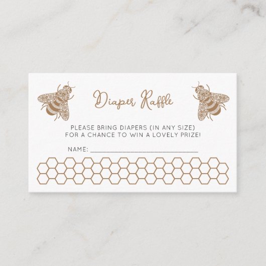 ハニービー赤ちゃんシャワーおむつラッフル エンクロージャーカード (正面)