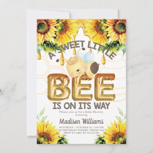 ハニービー赤ちゃんシャワーすごいかわいい 招待状 (正面)