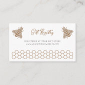 ハニービー赤ちゃんシャワーギフトレジストリ エンクロージャーカード (正面)