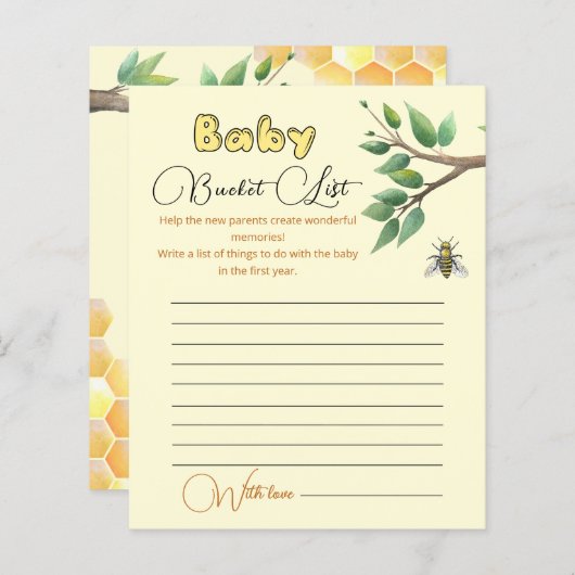 ハニービー赤ちゃんシャワーバケットリスト (正面/裏面)
