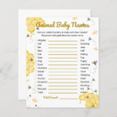 ハニービー赤ちゃんシャワー動物の赤ちゃんの名前ゲーム (正面/裏面)