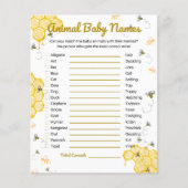 ハニービー赤ちゃんシャワー動物の赤ちゃんの名前ゲーム (正面)
