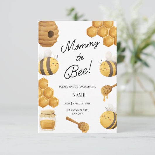 ハニービー赤ちゃんシャワー招待状 招待状 (スタンド正面)