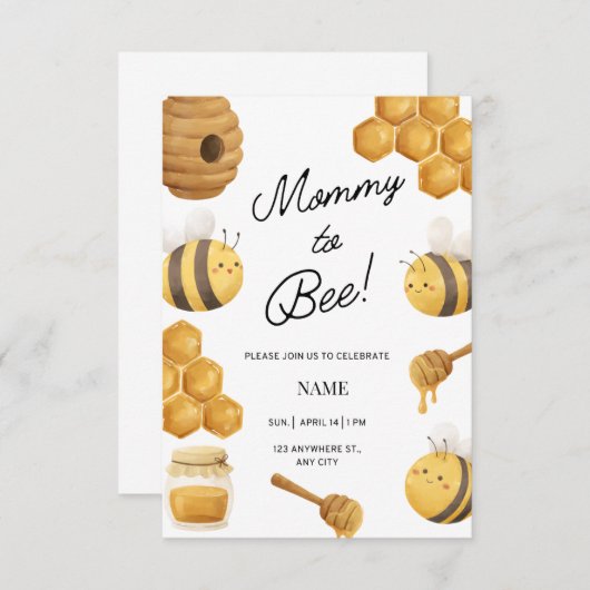ハニービー赤ちゃんシャワー招待状 招待状 (正面/裏面)