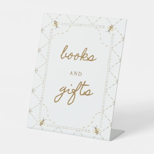 ハニービー赤ちゃんシャワー本とギフトサイン 台座サイン (正面)