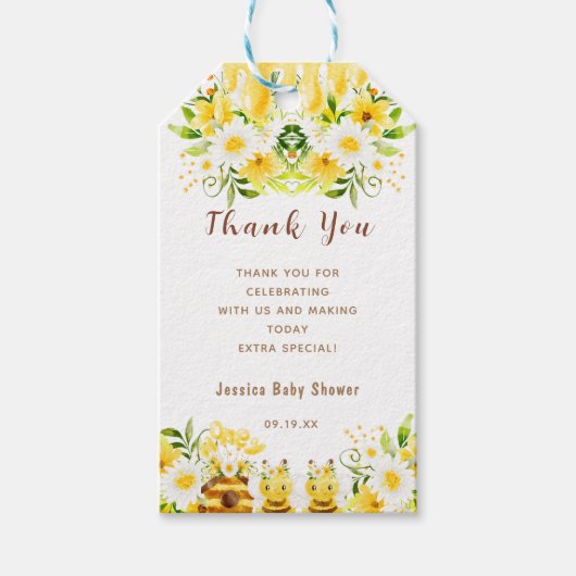 ハニービー赤ちゃんシャワー ギフトタグ (正面)