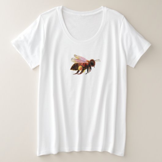 ハニービー飛んでいる プラスサイズTシャツ (デザイン正面)