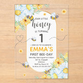 ハニービー1歳の誕生日パーティー アクリル招待状 (正面)
