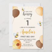 ハニービー1歳の誕生日パーティー 招待状 (正面)