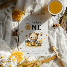 ハニービー1stバースデーベアーバースデーパーティー 招待状
