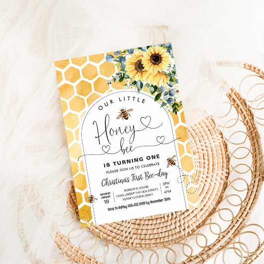 ハニービー1stビーパーティー誕生日 招待状