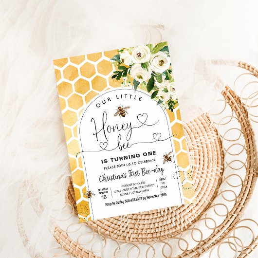ハニービー1stビーパーティー誕生日 招待状