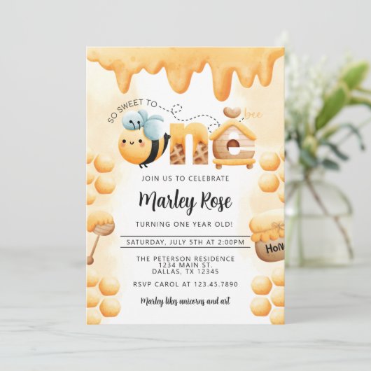ハニービー1st誕生日パーティの招待状 招待状 (スタンド正面)