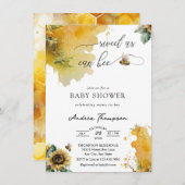 ハニービー |ひまわり蜂の赤ちゃんシャワー 招待状 (正面/裏面)