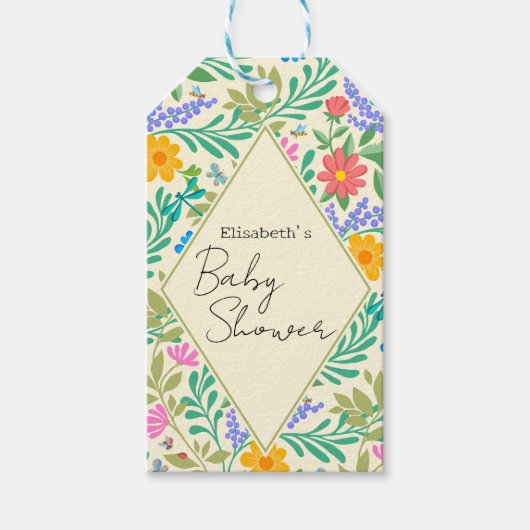 ハニービー、テングミ、蝶、トンボ、花 ギフトタグ (正面)