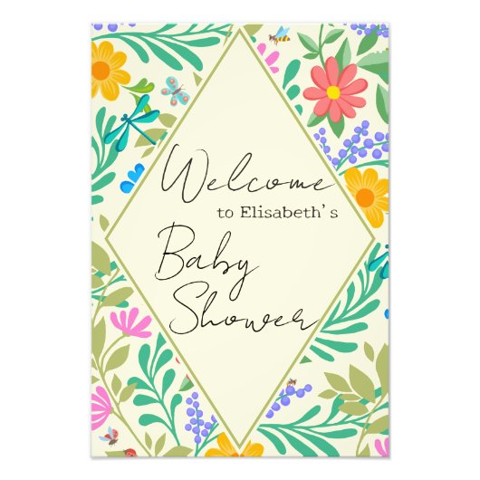 ハニービー、テングミ、蝶、トンボ、花 フォトプリント            (正面)