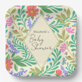 ハニービー、テングミ、蝶、トンボ、花 ペーパープレート (正面)