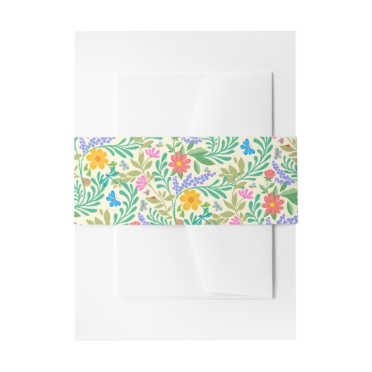 ハニービー、テングミ、蝶、トンボ、花 招待状ベリーバンド (正面例)