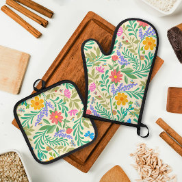 ハニービー、テングミ、蝶、トンボ、花 鍋つかみ&鍋敷きセット