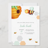 ハニービー ニュートラル ベビーシャワー 招待状 (正面)