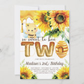 ハニービー バースデー ヒマワリ かわいい 2歳の誕生日 招待状 (正面)