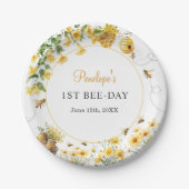 ハニービー フラワー 誕生日 ベビーシャワー 紙皿 (正面)