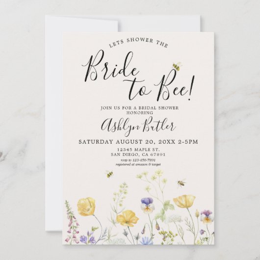 ハニービー ブライダルシャワーの招待状 招待状 (正面)