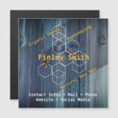 ハニービー ヘキサゴン • 青い木目 カスタムテキスト (正面/裏面)