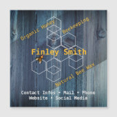 ハニービー ヘキサゴン • 青い木目 カスタムテキスト (正面)