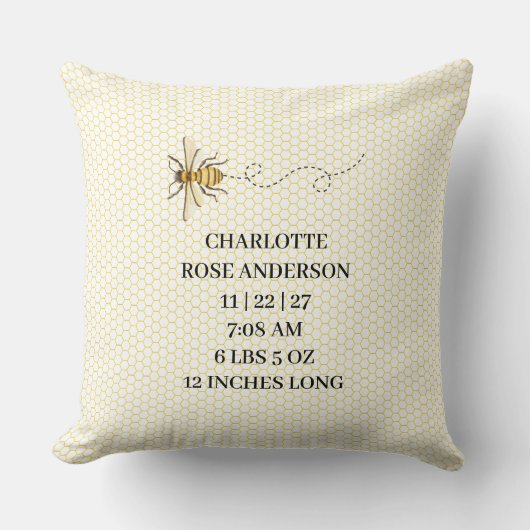 ハニービー ベイビー 誕生統計 クッション (正面)