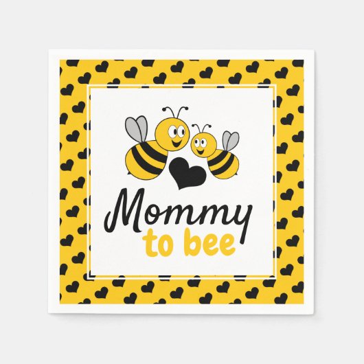 ハニービー、ベビーシャワー スタンダードカクテルナプキン (正面)