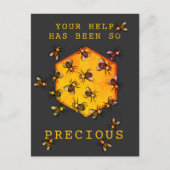 ハニービー モダン ブラック カスタマイズ お礼 ポストカード (正面)