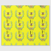 ハニービー,リース付きオーク材モノグラ葉ム付き ラッピングペーパー (フラット)