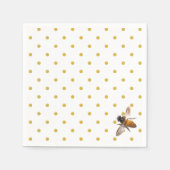 ハニービー |レトロな金ゴールドと白い水玉模様 スタンダードカクテルナプキン (正面)