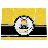 ハニービー(昆虫)マルハナバチファースト誕生日ベビーシャワー ラージペーパーバッグ (正面)