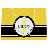 ハニービー(昆虫)マルハナバチファースト誕生日ベビーシャワー ラージペーパーバッグ (裏面)