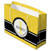 ハニービー(昆虫)マルハナバチファースト誕生日ベビーシャワー ラージペーパーバッグ (裏面アングル)