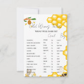 ハニービー 老婆の迷信 赤ちゃんのシャワー ゲーム カード (正面)