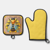 ハニービー 鍋つかみ&鍋敷きセット (正面)