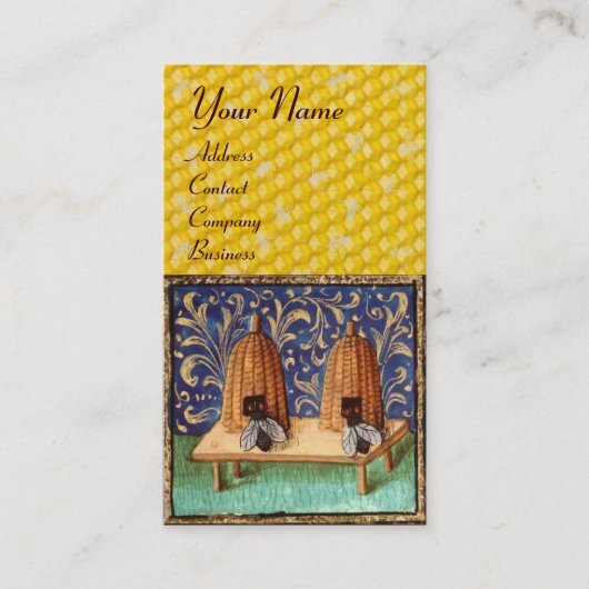 ハニービー，養蜂家，養蜂家モノグラム 名刺 (正面)