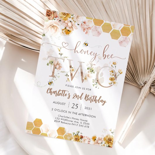 ハニービー 2歳の誕生日招待状 招待状