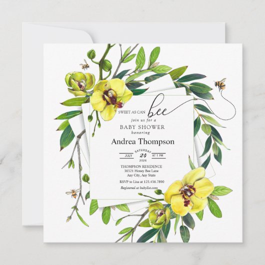ハニービー | Sweet Bee |オーキッドベビーシャワー 招待状 (正面)
